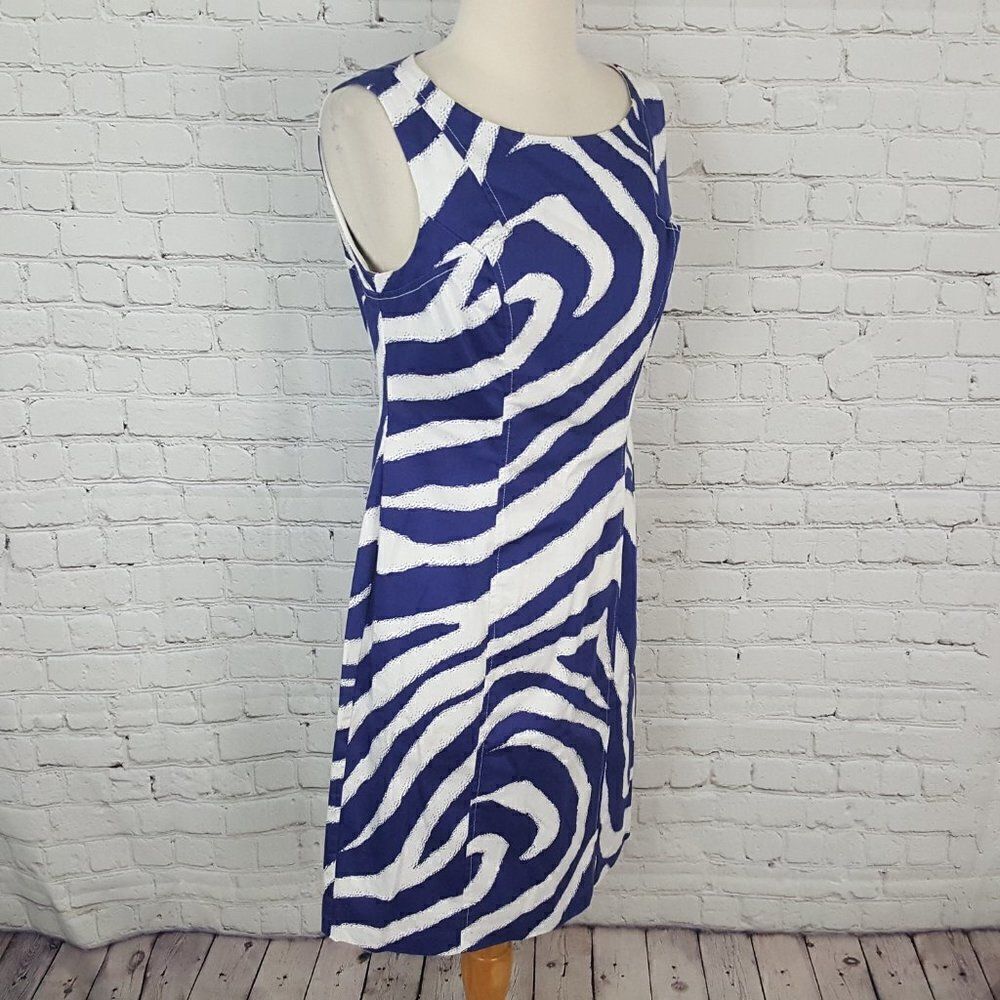 Nine West Blue & White Swirl Sheath Dress Size 4 - Picture 4 of 7
